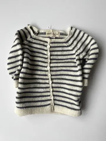 Blue stripe cotton cardigan
