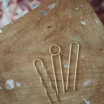Roake Mini Hair Pins Brass Set of 3